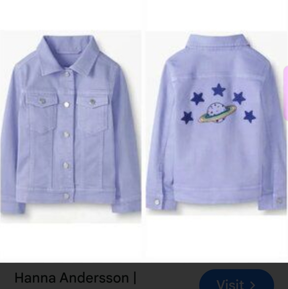 Hanna Andersson Kids Lavender Embroidered Demim Jean Jacket